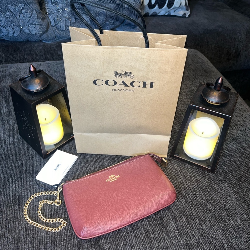 Coach Burgundy Wristlet with Chain Handle!-)
